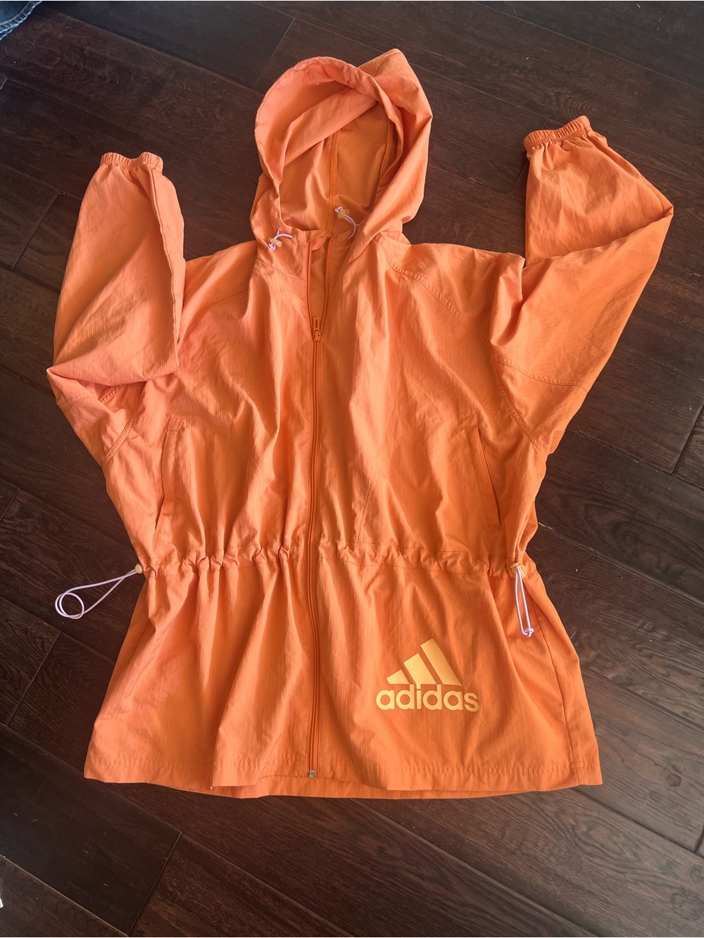 adidas Hazy Copper Orange Packable Hooded Windbreaker Jacket Size S